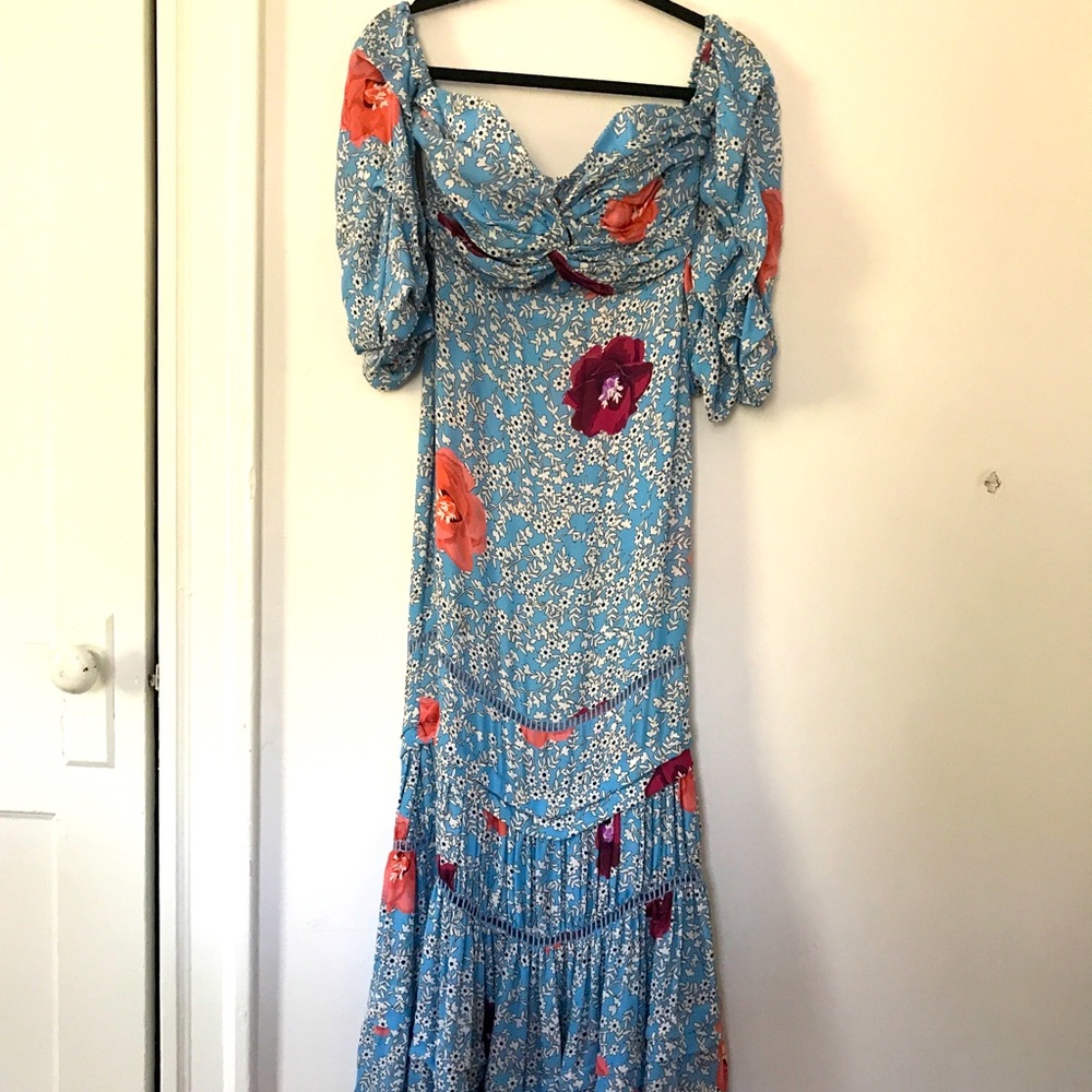 Johanna Ortiz silk off shoulder georgette dress XS